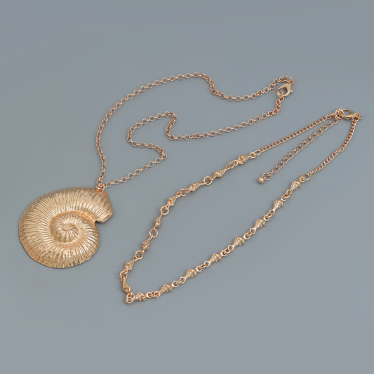 Exaggerated Metal Shell Shape Pendant Necklace Punk Metal Conch Chain Choker
