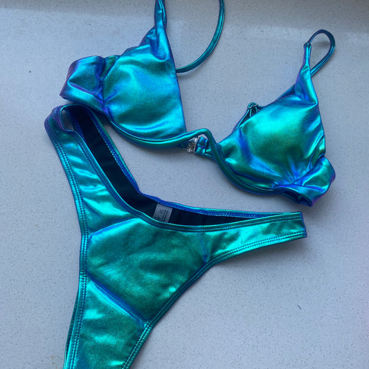Sexy Unique holographic Blue Swimwear