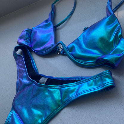 Sexy Unique holographic Blue Swimwear