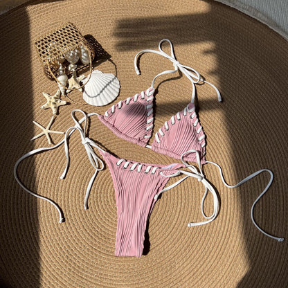 Micro Halter Wrinkled Weave Bikini