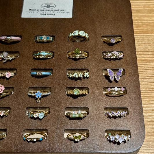 Fashion Gold Plated Butterfly Flower Finger Ring Birthday Gifts