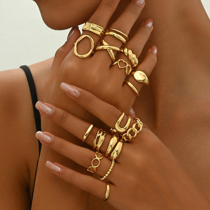 Punk-Style Alloy Electroplated Irregular Exaggerated Ring