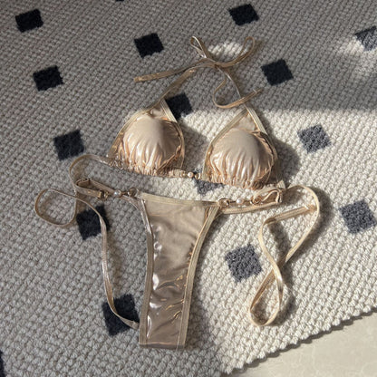 Shiny Color Micro Pearls Bikini