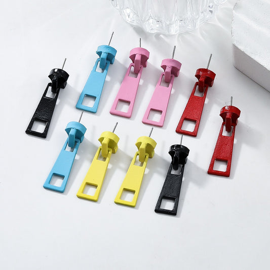 Personality Zipper Stud Earrings Unusual Jewelry