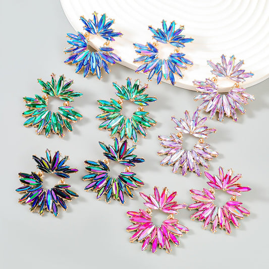 Luxury Geometric Rhinestone Pendants Earrings Bohemian Jewelry