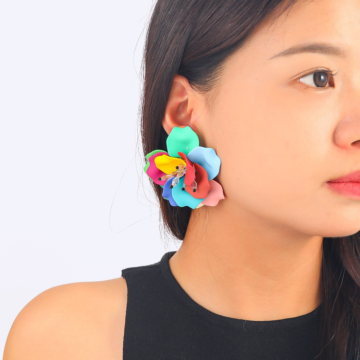 Exaggerated Ethnic Handmade Flower Drop Earrings Bohemian