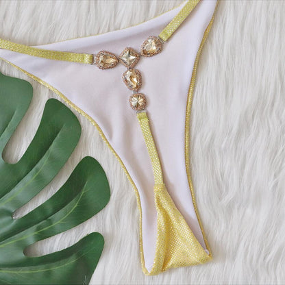 Sexy Micro Rhinestones Thong T-Back Bikini