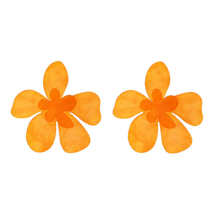 Large Acrylic Flower Earrings Big Statement Exaggerated Jewelry