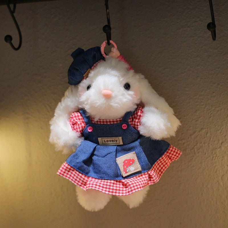 Bow Plush Rabbit Keychain Princess Pearl Dress Pendant