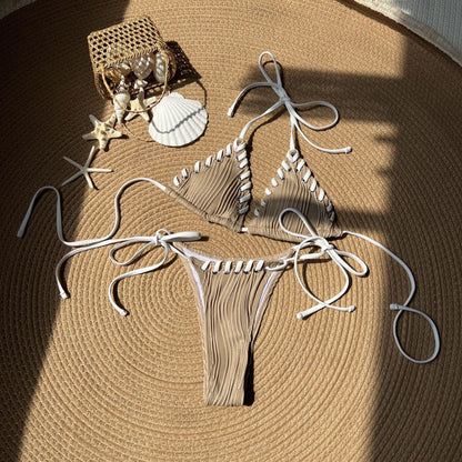 Micro Halter Wrinkled Weave Bikini