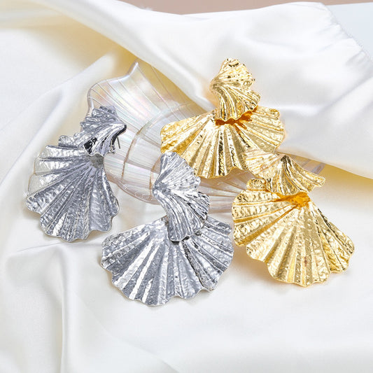 Ginkgo Leaf Pendant Earrings  Exaggerate Irregular Big Dangle Earrings