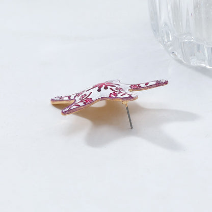 Fashion Unique Painted Flower Starfish Stud Earrings