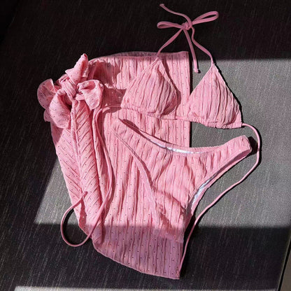 Cover Up Halter Micro 3 Piece Bikini Set