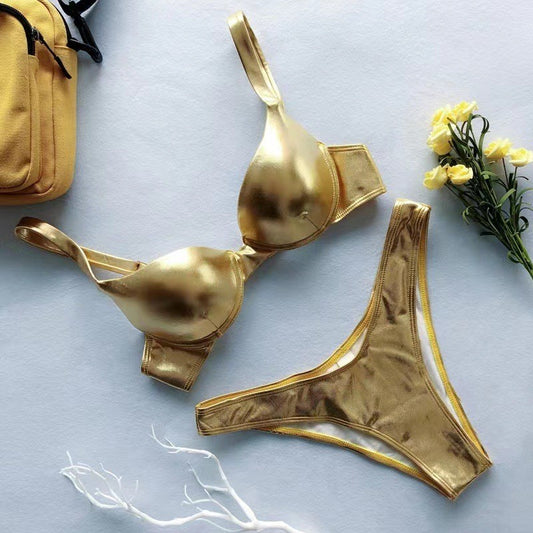 Metallic color Shinny Gold  Silver bikini