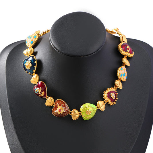 Unique Bohemia Heart Shape Flower Necklace Gifts