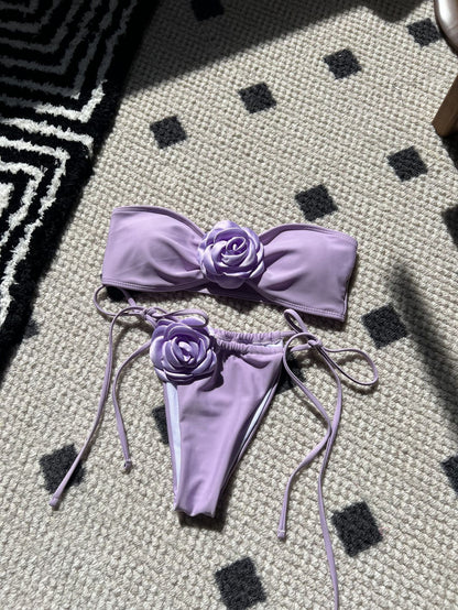 Strapless 3D Flower Thong Biquini