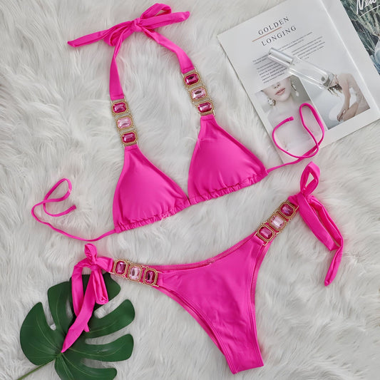 Sexy Rhinestone Bikini Set Crystal Diamond Swimwear