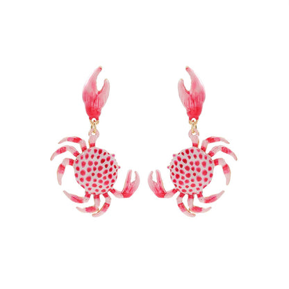 Summer Beach Leisure Alloy Cute Crab Shape Earrings