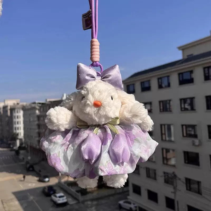 Flower Rabbit Plush Stuffed Pendant Backpack Decoration Plush Doll