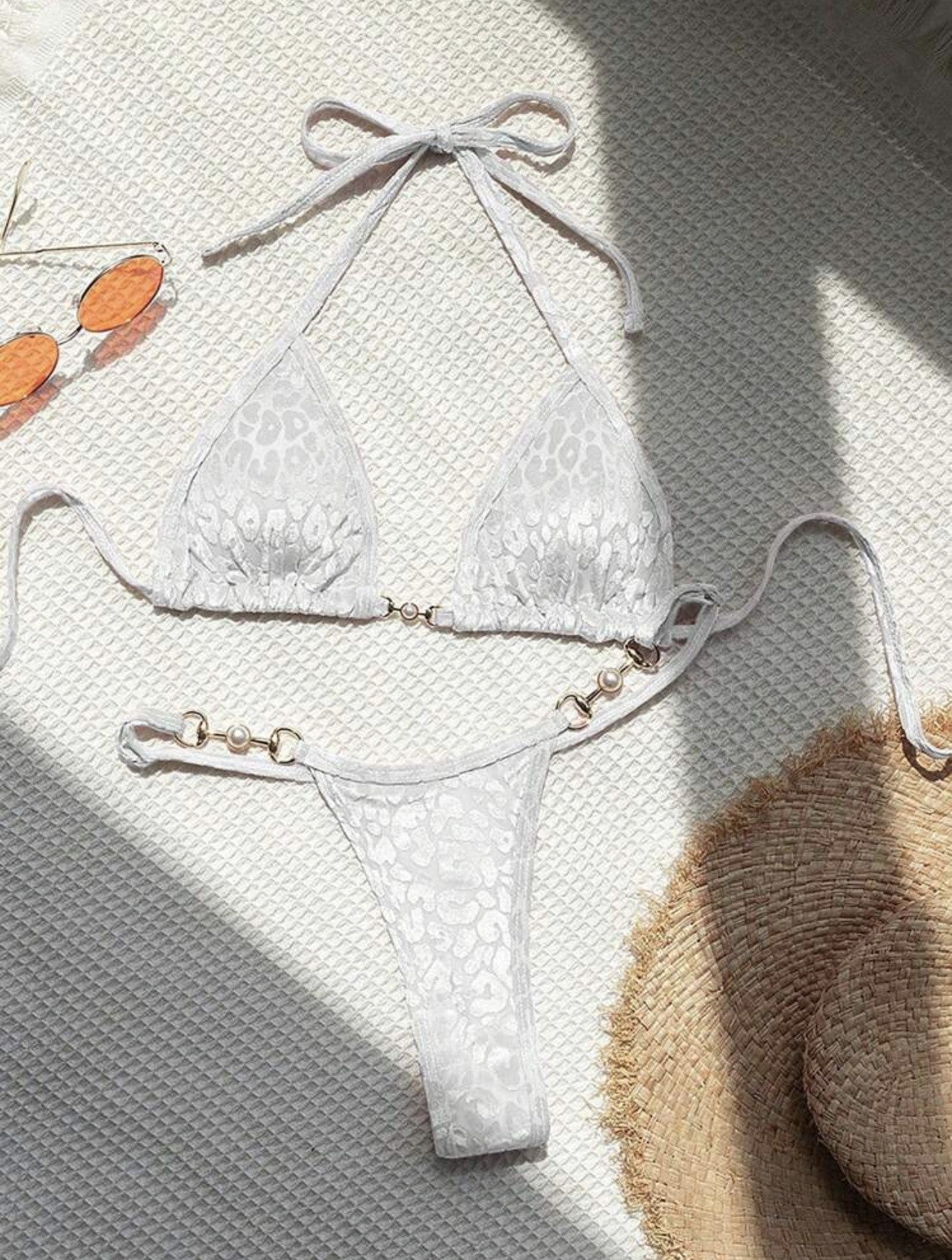 Leopard Halter Mini Micro Velvet Bikini