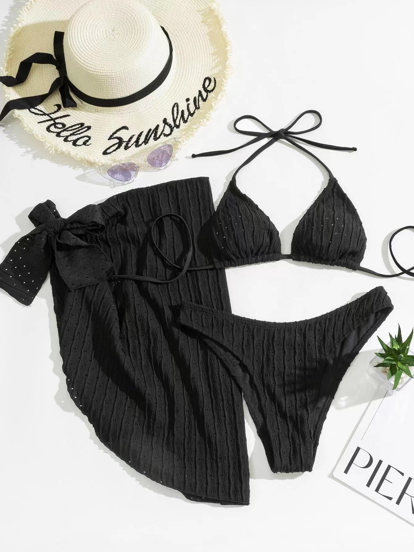 Cover Up Halter Micro 3 Piece Bikini Set
