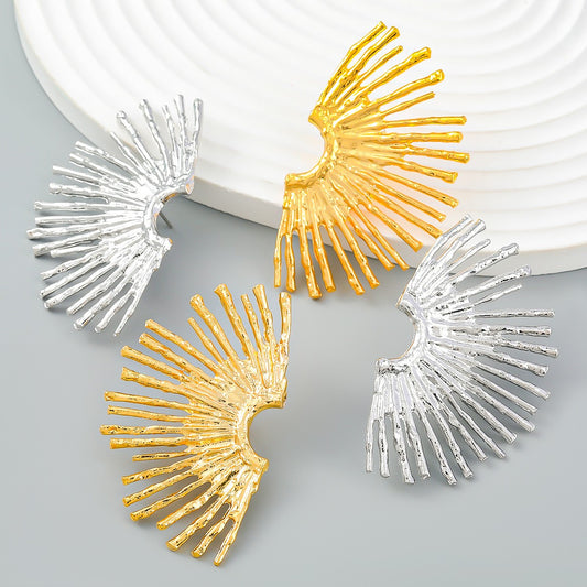 Vintage Metal Fashion Alloy Half Sun Flower Earrings