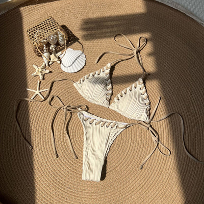 Micro Halter Wrinkled Weave Bikini