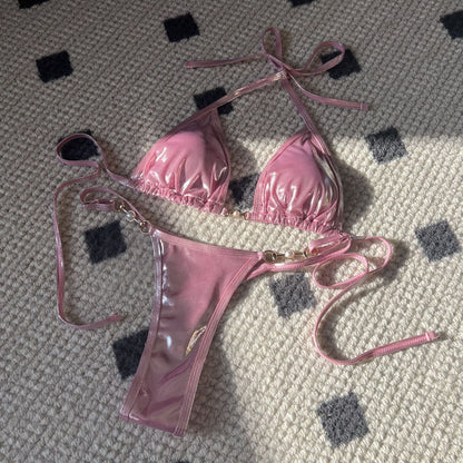 Shiny Color Micro Pearls Bikini