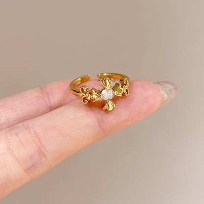 Fashion Gold Plated Butterfly Flower Finger Ring Birthday Gifts