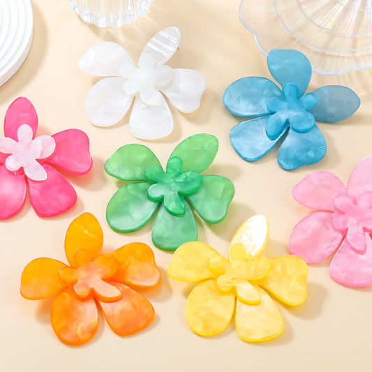 Large Acrylic Flower Earrings Big Statement Exaggerated Jewelry