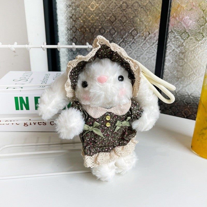 Bow Plush Rabbit Keychain Princess Pearl Dress Pendant