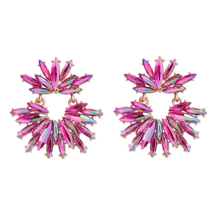 Luxury Geometric Rhinestone Pendants Earrings Bohemian Jewelry