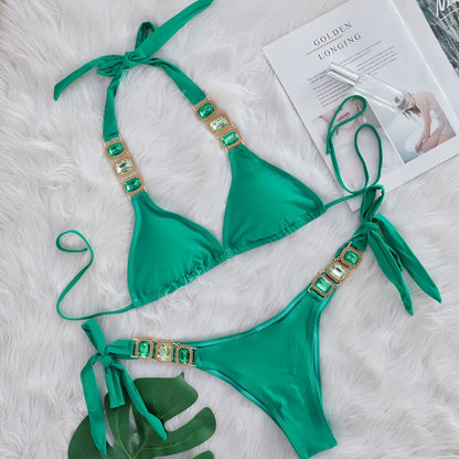 Sexy Rhinestone Bikini Set Crystal Diamond Swimwear
