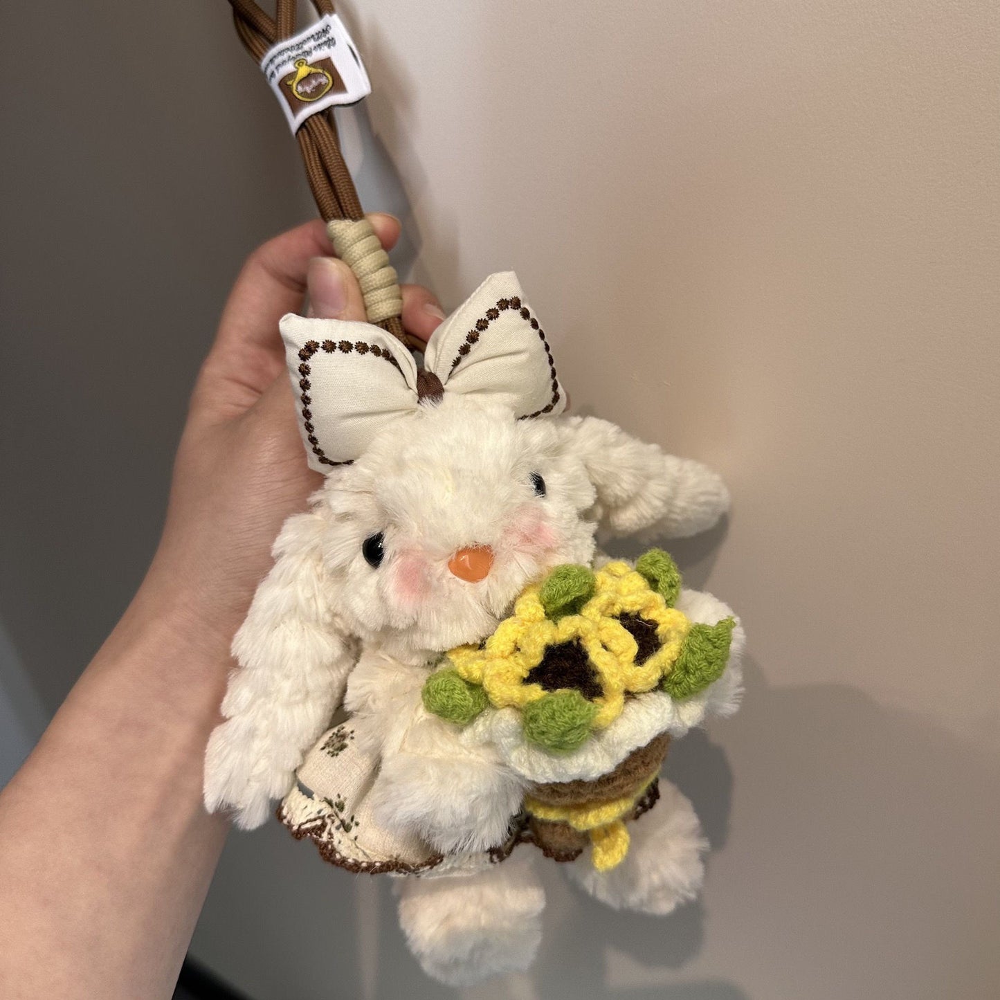 Flower Rabbit Plush Stuffed Pendant Backpack Decoration Plush Doll
