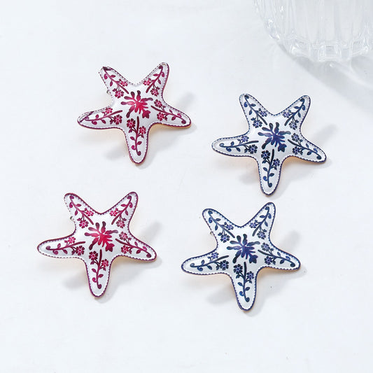 Fashion Unique Painted Flower Starfish Stud Earrings