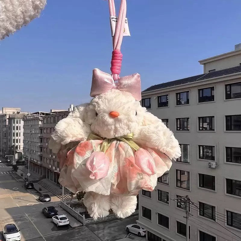 Flower Rabbit Plush Stuffed Pendant Backpack Decoration Plush Doll