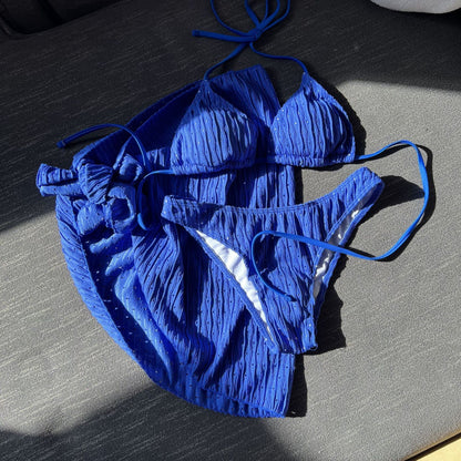 Cover Up Halter Micro 3 Piece Bikini Set
