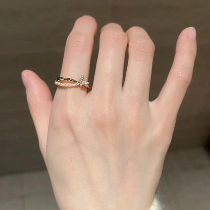 Fashion Gold Plated Butterfly Flower Finger Ring Birthday Gifts