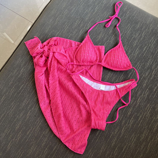 Cover Up Halter Micro 3 Piece Bikini Set