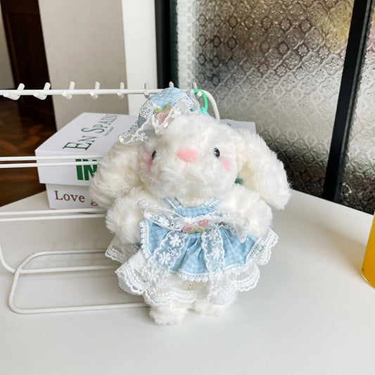 Bow Plush Rabbit Keychain Princess Pearl Dress Pendant