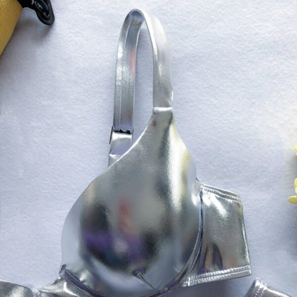 Metallic Push Up Padded Bra Beach Wear Bikini Set Silver Gold Swimwear - 图片 13