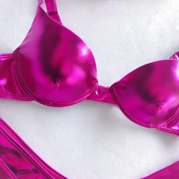 Metallic Push Up Padded Bra Beach Wear Bikini Set Silver Gold Swimwear - 图片 10