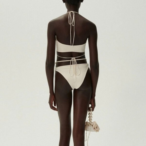 Pearl-Embellished Bandeau Bikini Set - 图片 6