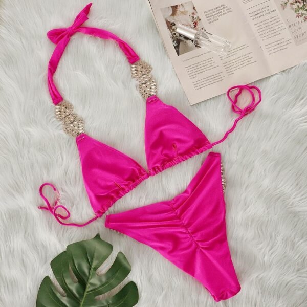 Rhinestone Halter Bikini Set