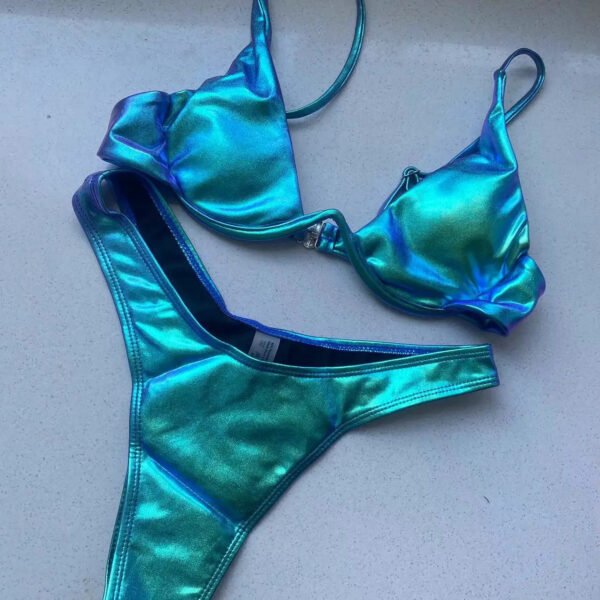 Metallic Purple Bikini--Two-Piece Swimwear - 图片 3