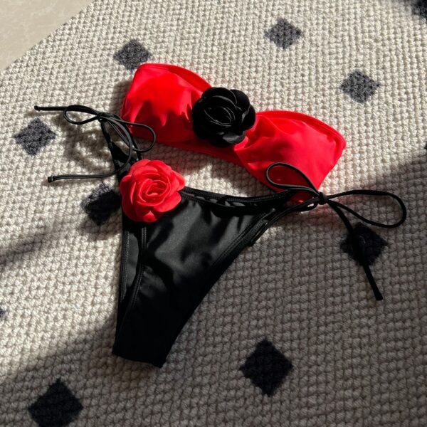 3D Floral Bandeau Bikini – Romantic & Unique Swimwear