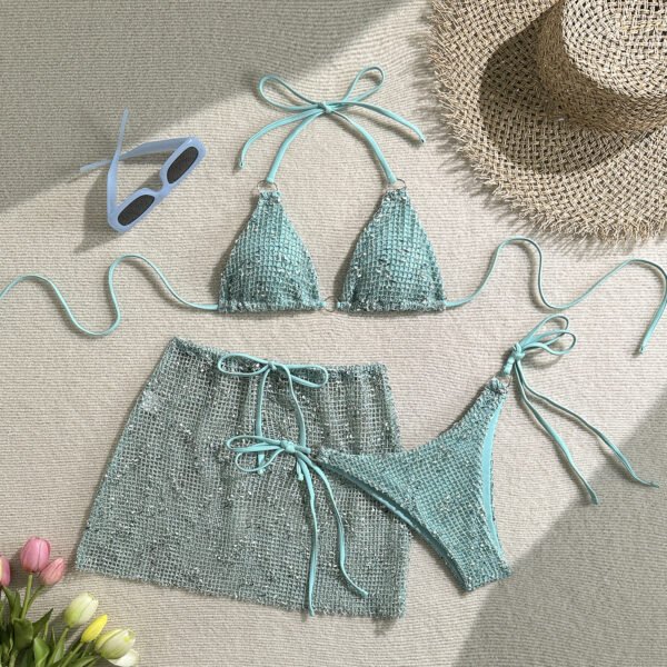 3-Piece Mesh Bikini Set – Sheer Cover-Up