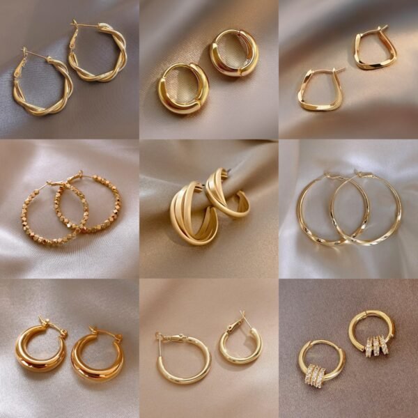 Gold/Silver Metal Hoop Earrings Collection
