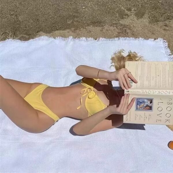 Yellow Tie-Back Bikini - 图片 2