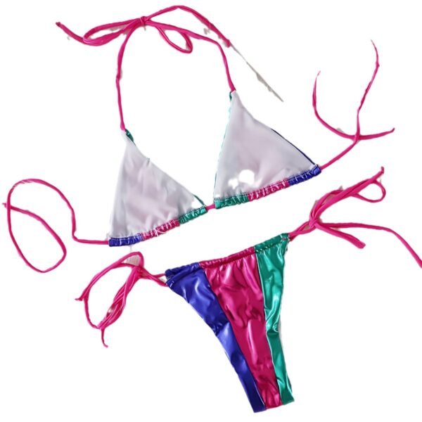 Colored Faux Leather Bikini Set - 图片 4